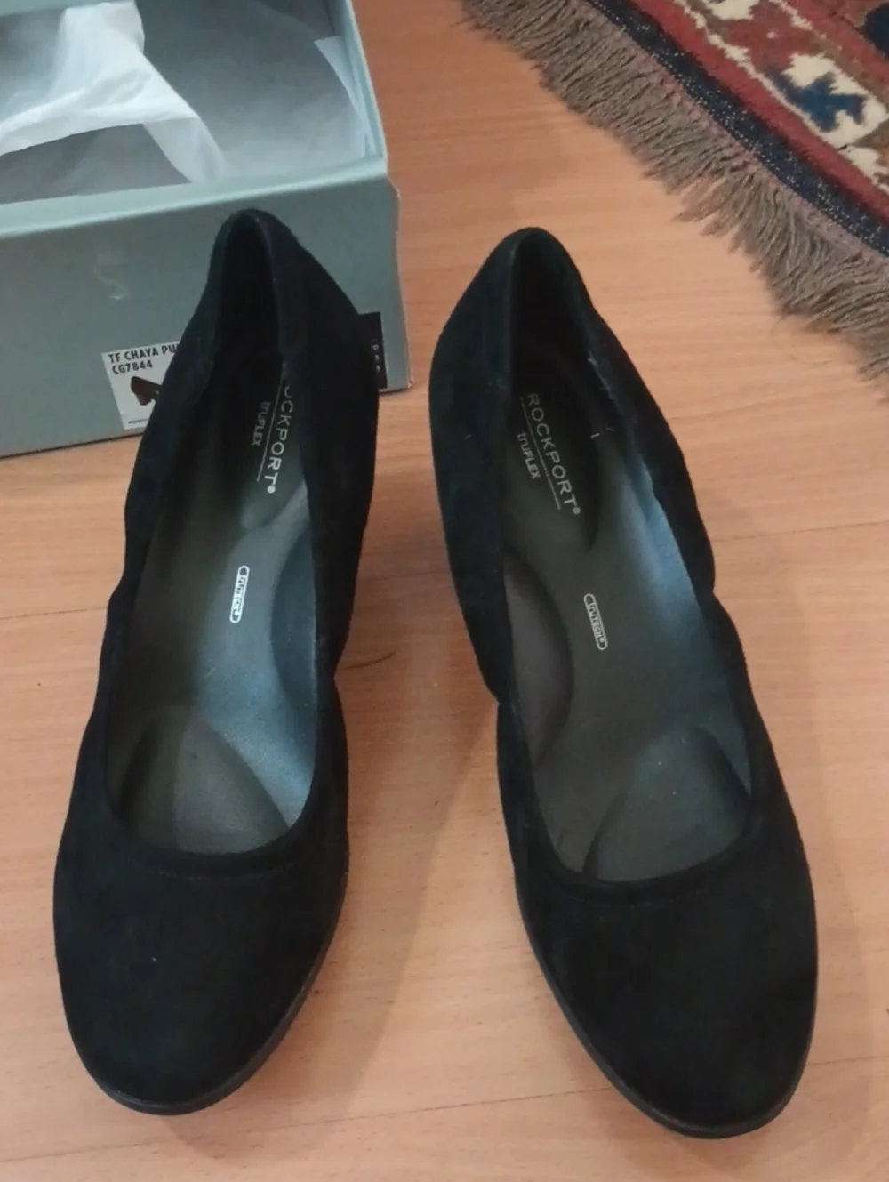 Rockport Black Suede Low Block Heel Pumps